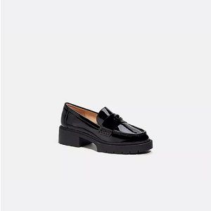 Coach Leah Platform Mary Jane Loafers in Black Patent Leather Size 7